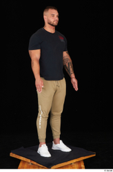 Whole Body Man White Sports Shirt Muscular Standing Studio photo references